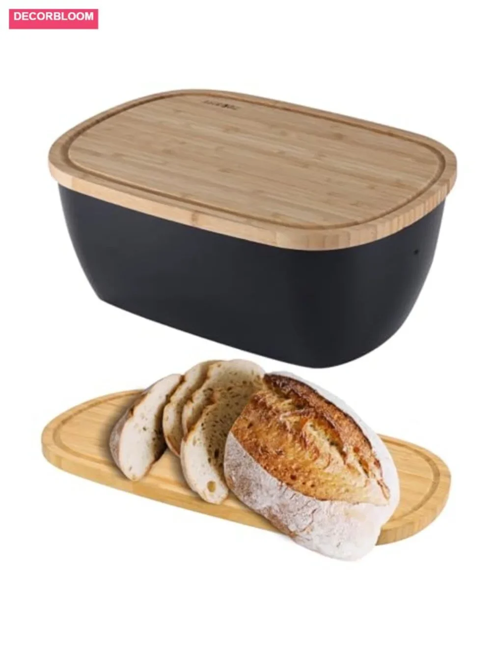 Bamboo Fiber Bread Box with Reversible Cutting Board Lid, Ventilated Kitchen